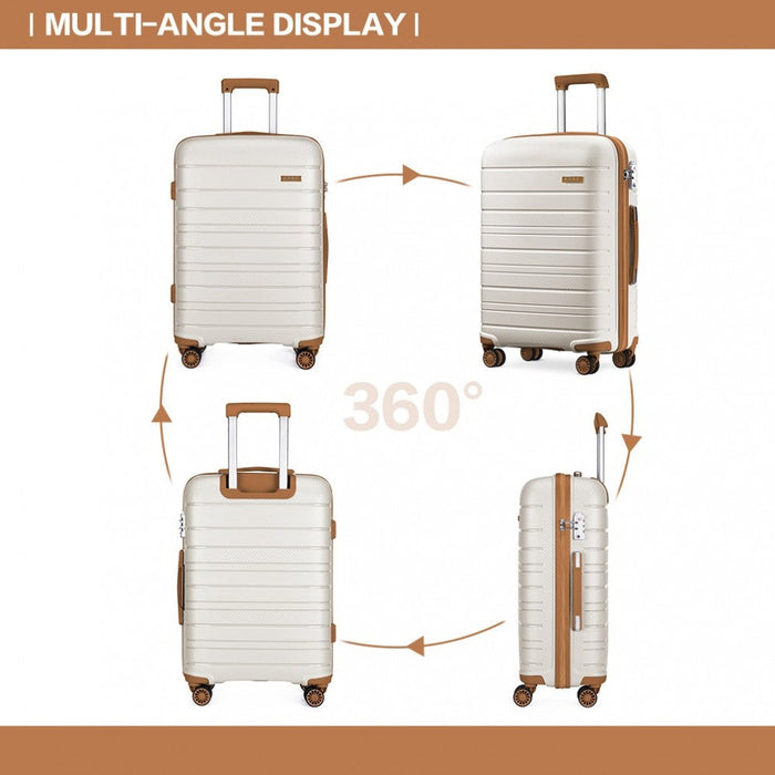 20 Inch Multi Texture Hard Shell Pp Suitcase - Classic Collection - Cream