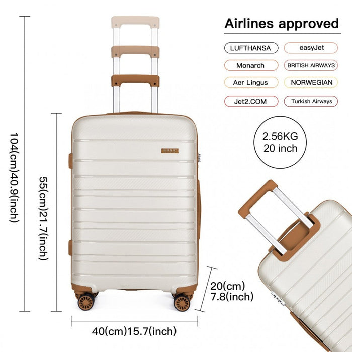 20 Inch Multi Texture Hard Shell Pp Suitcase - Classic Collection - Cream