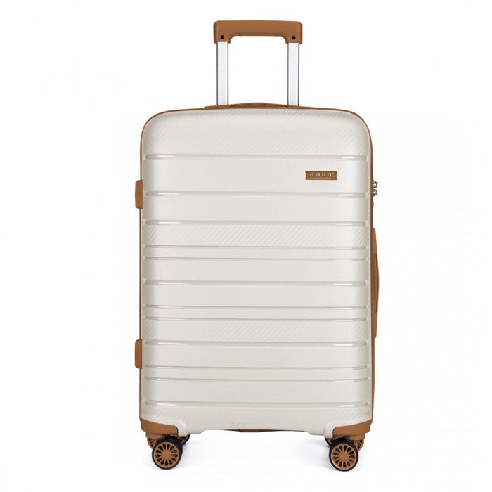 20 Inch Multi Texture Hard Shell Pp Suitcase - Classic Collection - Cream