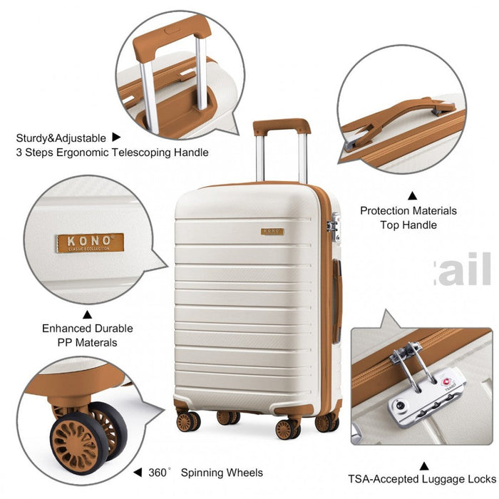 20 Inch Multi Texture Hard Shell Pp Suitcase - Classic Collection - Cream