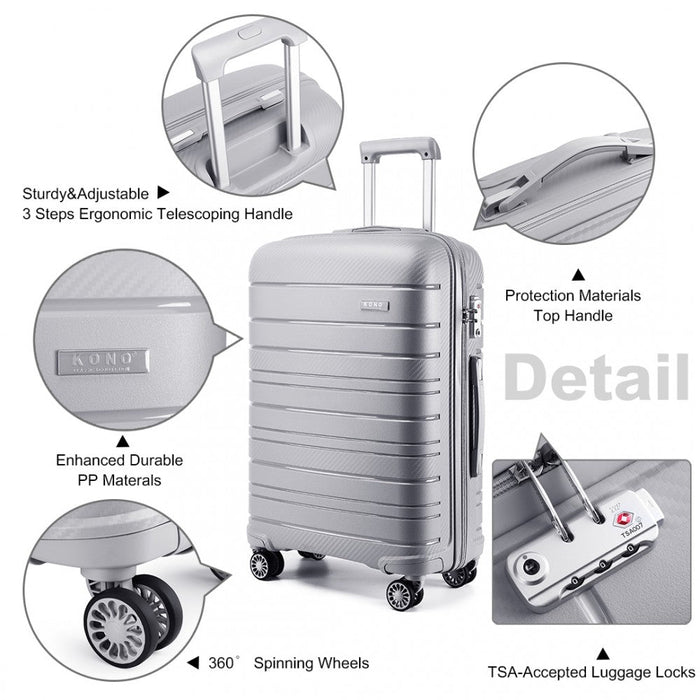 20 Inch Multi Texture Hard Shell Pp Suitcase - Classic Collection - Grey