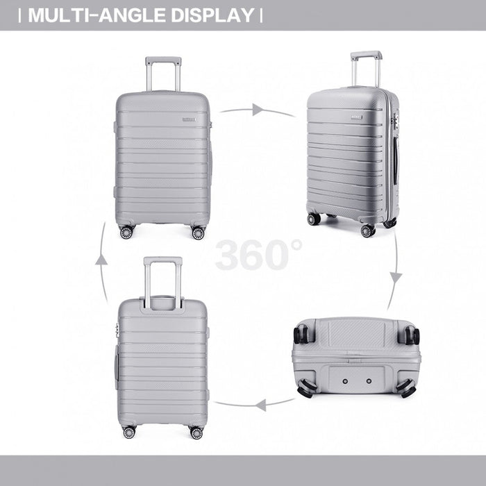 20 Inch Multi Texture Hard Shell Pp Suitcase - Classic Collection - Grey