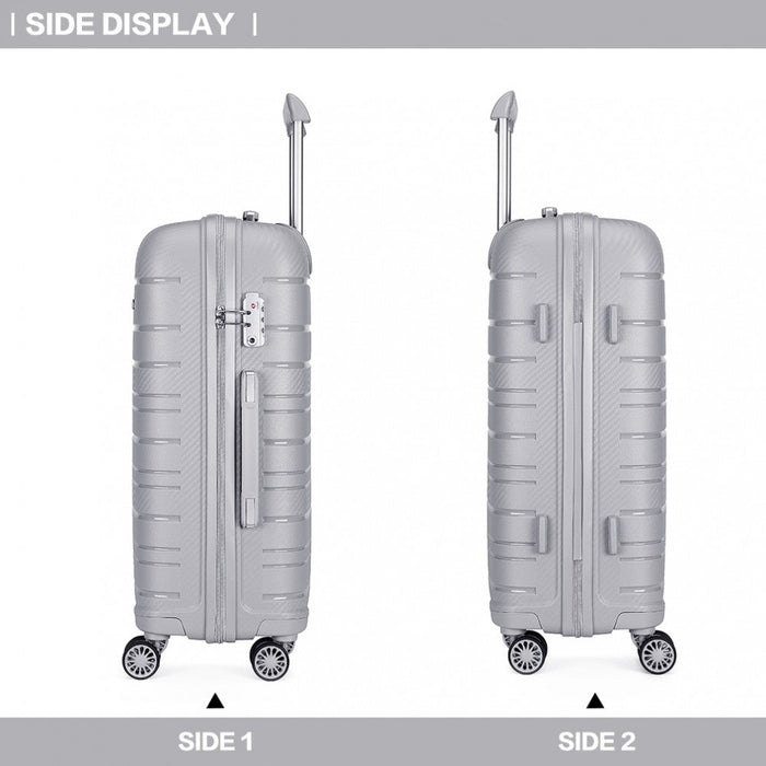 20 Inch Multi Texture Hard Shell Pp Suitcase - Classic Collection - Grey