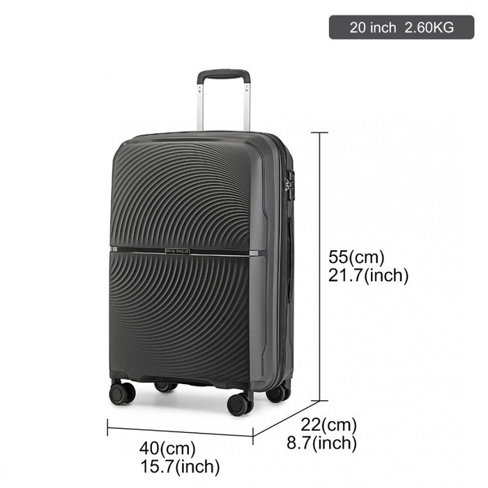 K2393L - British Traveller 20 Inch Spinner Hard Shell PP Suitcase With TSA Lock - Black - Image 5