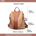 Lg1903 - Miss Lulu Two Way Backpack Shoulder Bag With Pom Pom Pendant - Brown - Image 5