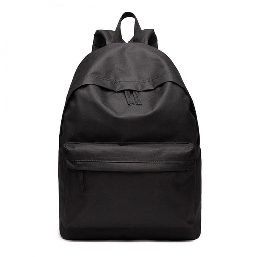 700d - Miss Lulu Large Plain Unisex Backpack Black - Image 1
