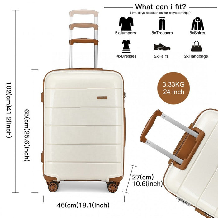 24 Inch Hard Shell Pp Suitcase  Cream