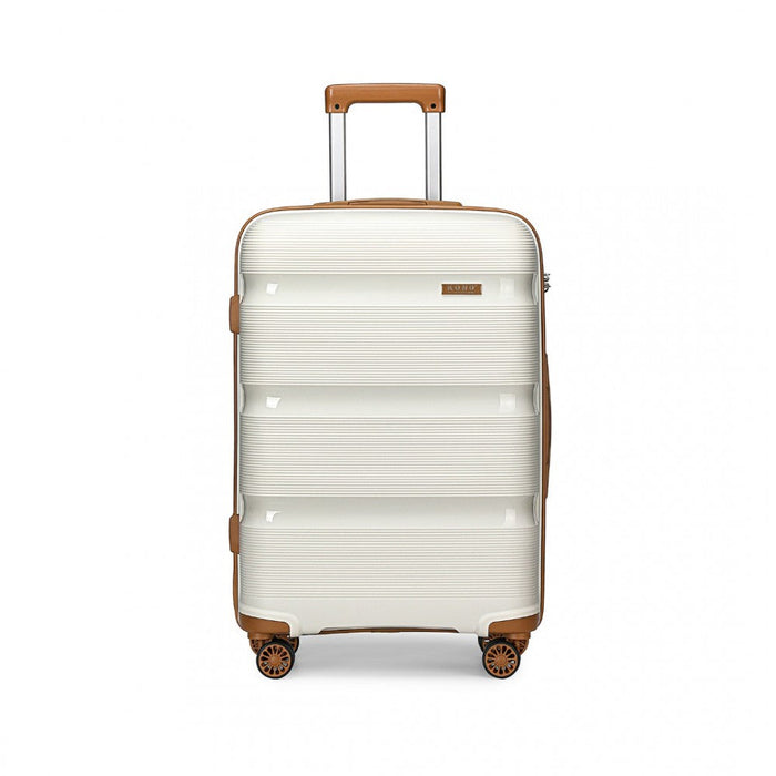 24 Inch Bright Hard Shell Pp Suitcase  Classic Collection  Cream