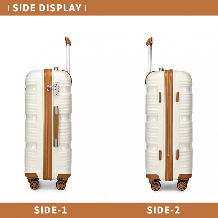 24 Inch Bright Hard Shell Pp Suitcase  Classic Collection  Cream