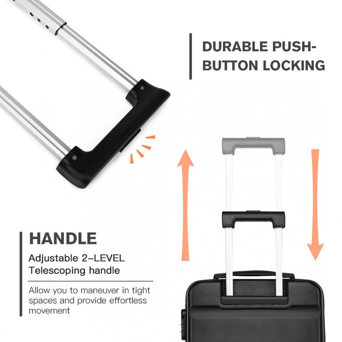 24 Inch Horizontal Design Abs Hard Shell Suitcase With Tsa Lock  Black