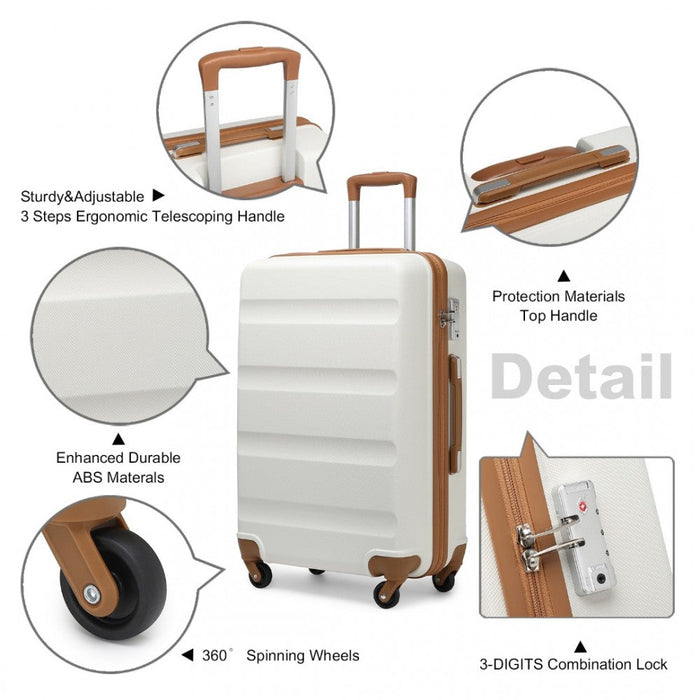 24 Inch Horizontal Design Abs Hard Shell Suitcase With Tsa Lock  Cream