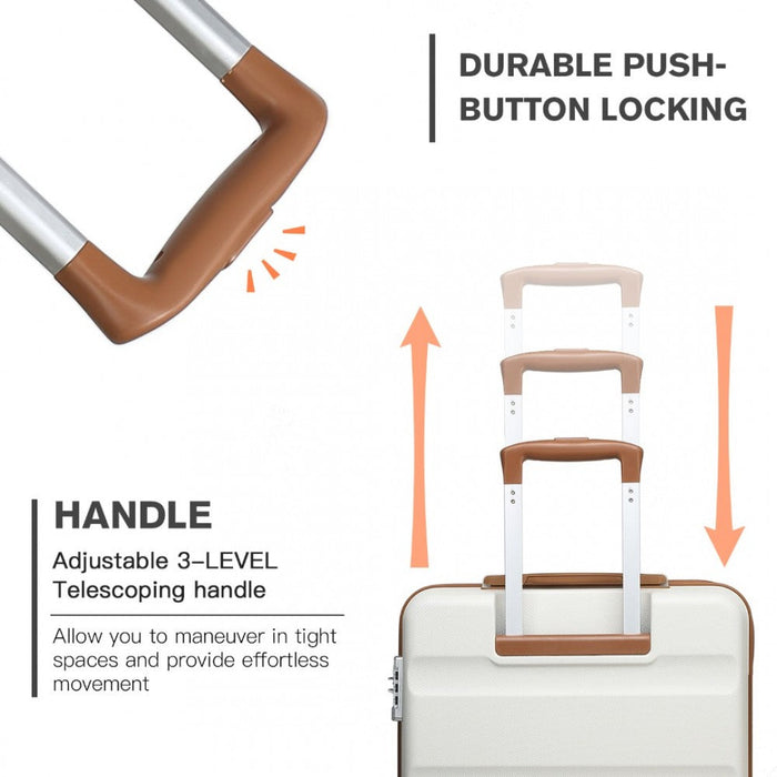 24 Inch Horizontal Design Abs Hard Shell Suitcase With Tsa Lock  Cream