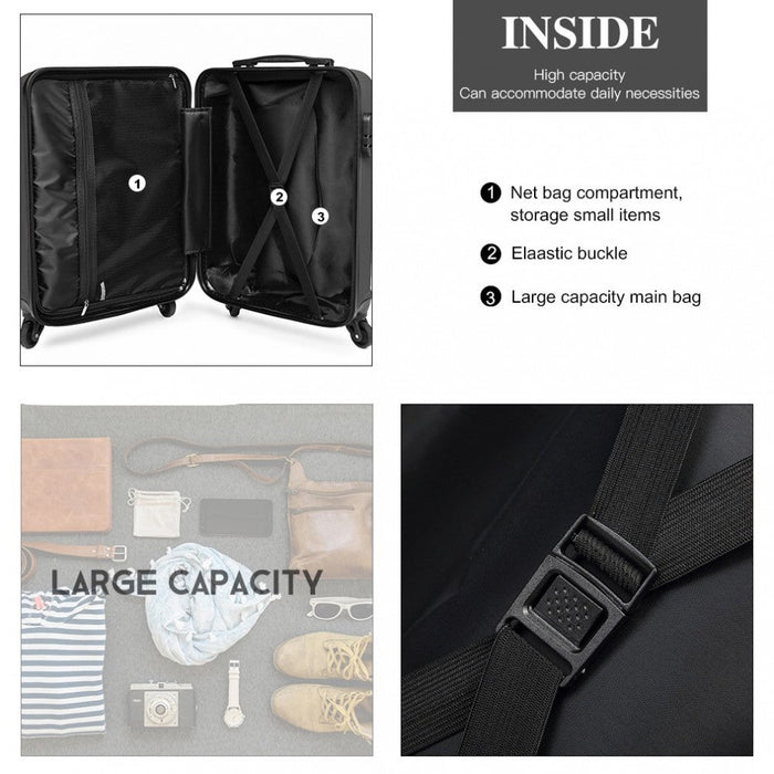 24 Inch Horizontal Design Abs Hard Shell Suitcase With Tsa Lock  Grey