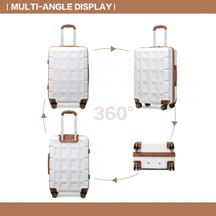 24 Inch Lightweight Hard Shell Abs Suitcase With Tsa Lock  White