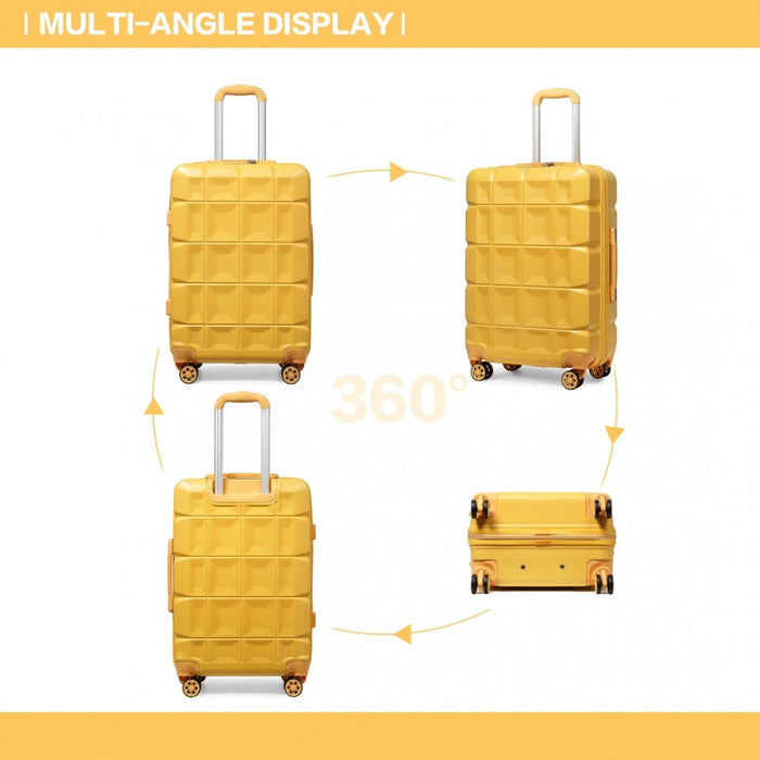 24 Inch Lightweight Hard Shell Abs Suitcase With Tsa Lock  Yellow
