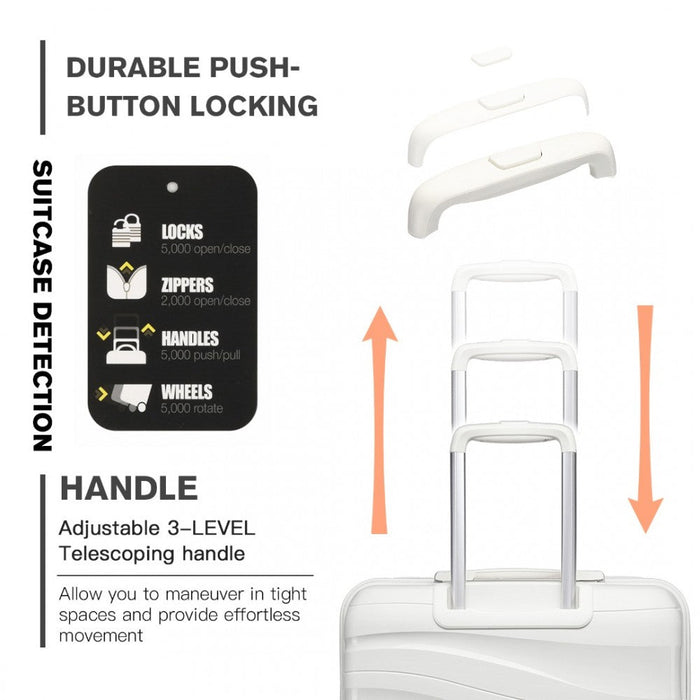 24 Inch Lightweight Polypropylene Hard Shell Suitcase With Tsa Lock  Cream White