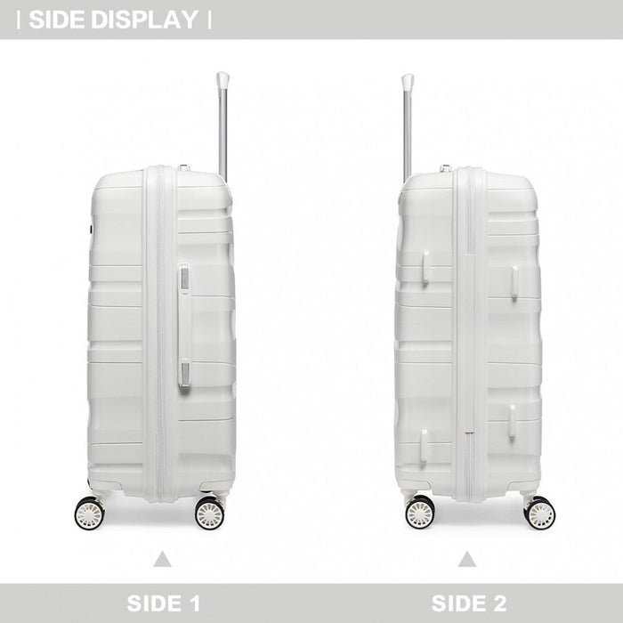 24 Inch Lightweight Polypropylene Hard Shell Suitcase With Tsa Lock  Cream White