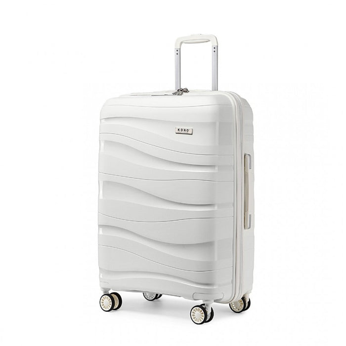 24 Inch Lightweight Polypropylene Hard Shell Suitcase With Tsa Lock  Cream White