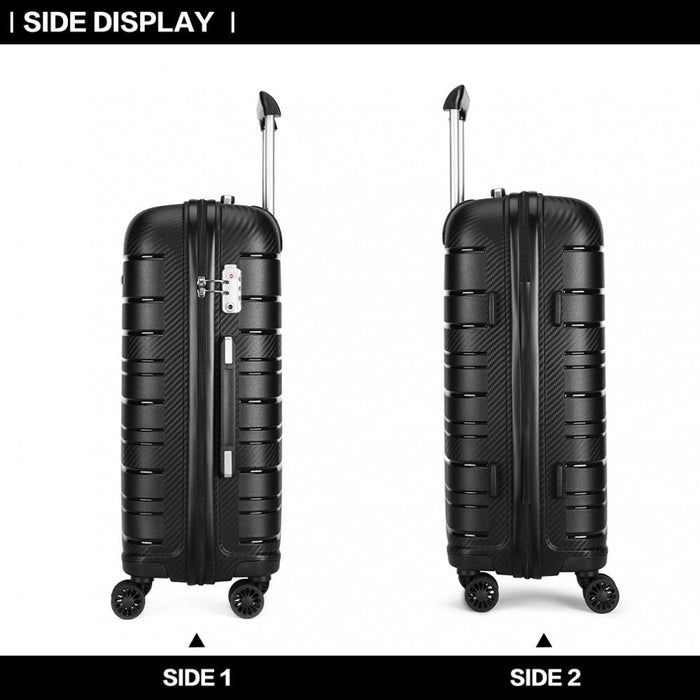 24 Inch Multi Texture Hard Shell Pp Suitcase  Classic Collection  Black
