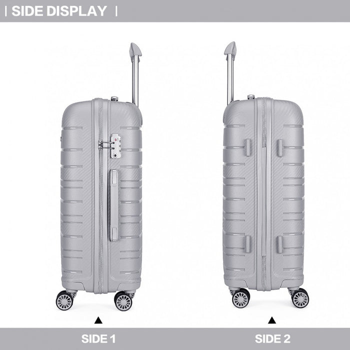 24 Inch Multi Texture Hard Shell Pp Suitcase  Classic Collection  Grey