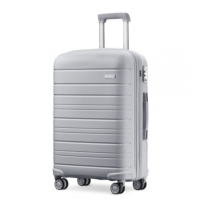 24 Inch Multi Texture Hard Shell Pp Suitcase  Classic Collection  Grey