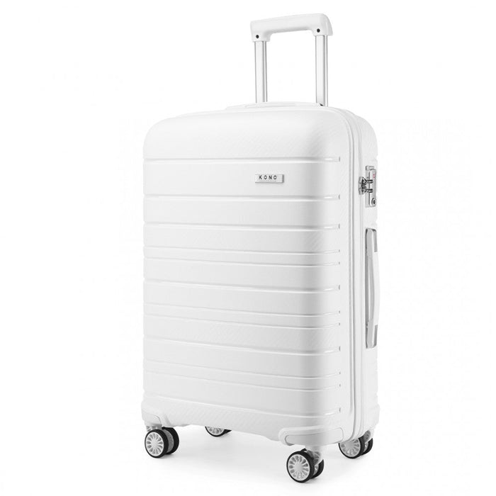 24 Inch Multi Texture Hard Shell Pp Suitcase  Classic Collection  White