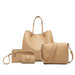 Lb1937 - Miss Lulu 4 Piece Set Shoulder Tote Handbag - Beige - Image 1