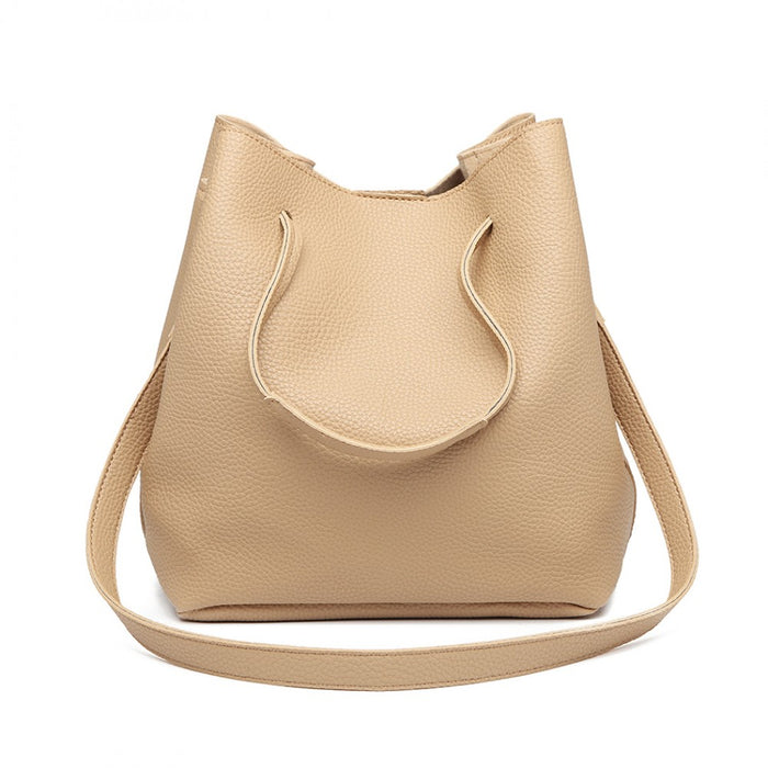 Lb1937 - Miss Lulu 4 Piece Set Shoulder Tote Handbag - Beige - Image 2