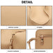 Lb1937 - Miss Lulu 4 Piece Set Shoulder Tote Handbag - Beige - Image 6