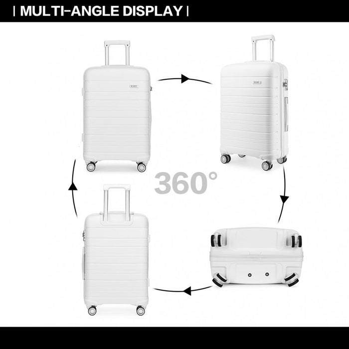 28 Inch Multi Texture Hard Shell Pp Suitcase - Classic Collection - White