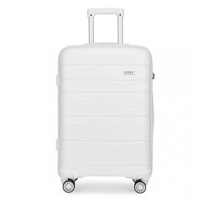 28 Inch Multi Texture Hard Shell Pp Suitcase - Classic Collection - White