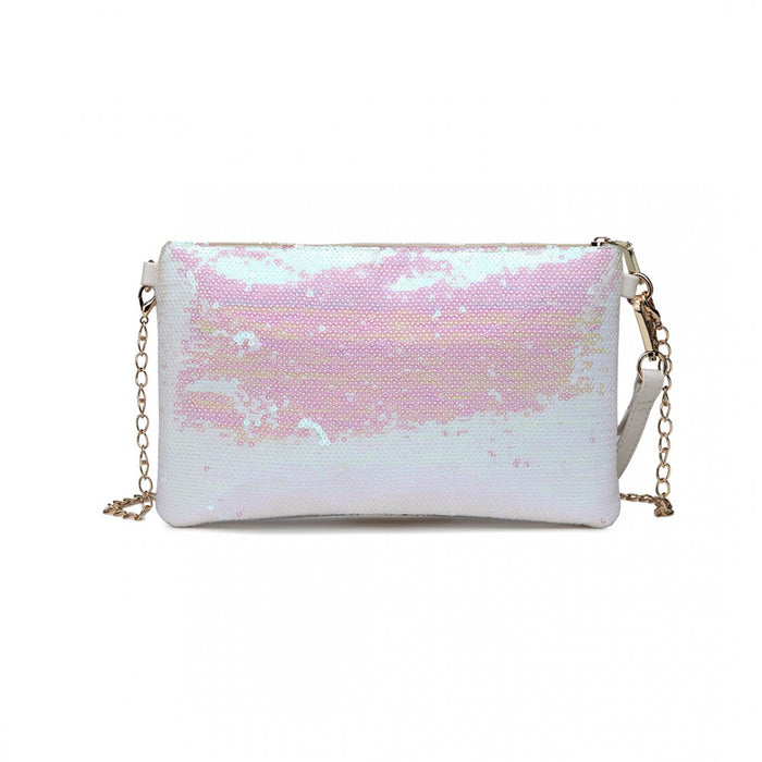 Lh1765 We- Miss Lulu Sequins Clutch Evening Bag White - Image 3