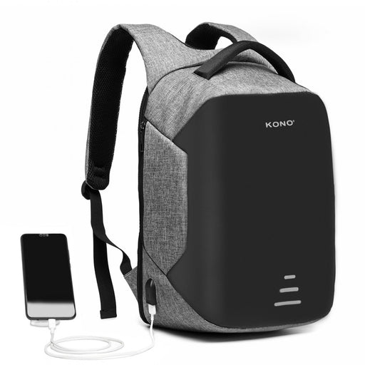 E1946 - Kono Reflective Usb Charging Interface Backpack - Grey - Image 1