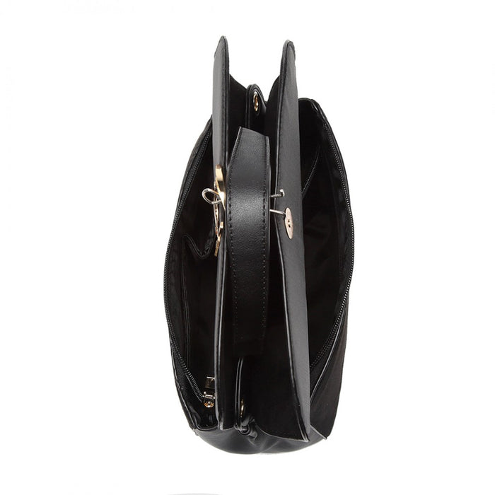 Lb6871-miss Lulu Stylish Ladies Leather Handbag Shoulder Bag Black - Image 3