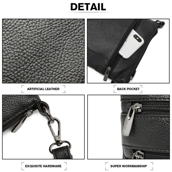 Lb6927 - Miss Lulu Multi Pocket Leather Look Rfid-blocking Cross Body Bag - Black - Image 6