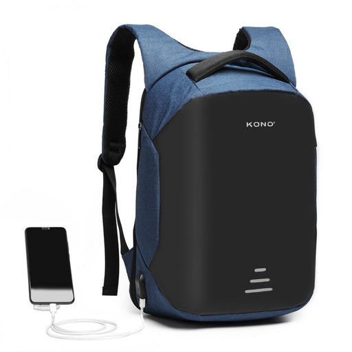 E1946 - Kono Reflective Usb Charging Interface Backpack - Navy - Image 1
