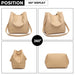 Lb1937 - Miss Lulu 4 Piece Set Shoulder Tote Handbag - Beige - Image 3