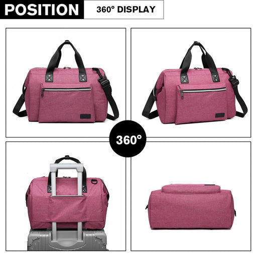 E1802 - Kono Maternity Baby Changing Bag Shoulder Travel Bag Pink - Image 6