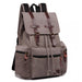 E1672 - Kono Large Multi Function Leather Details Canvas Backpack Grey - Image 2