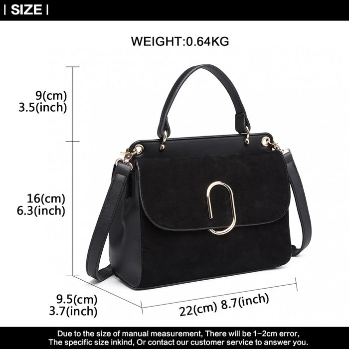 Lb6871-miss Lulu Stylish Ladies Leather Handbag Shoulder Bag Black - Image 5
