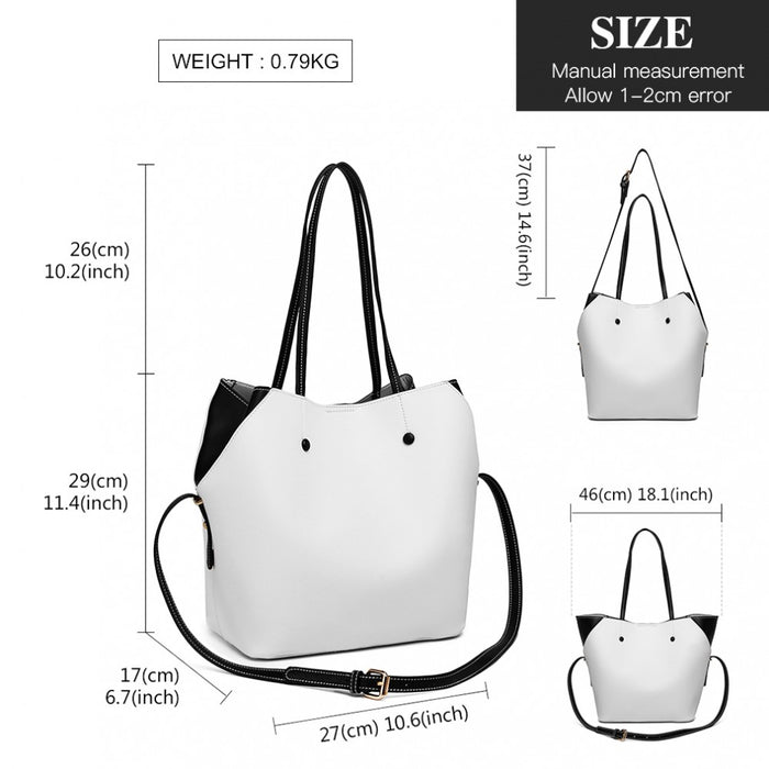 Lh1908 - Miss Lulu 2 Piece Multi-way Shoulder Tote Bag - Grey - Image 4