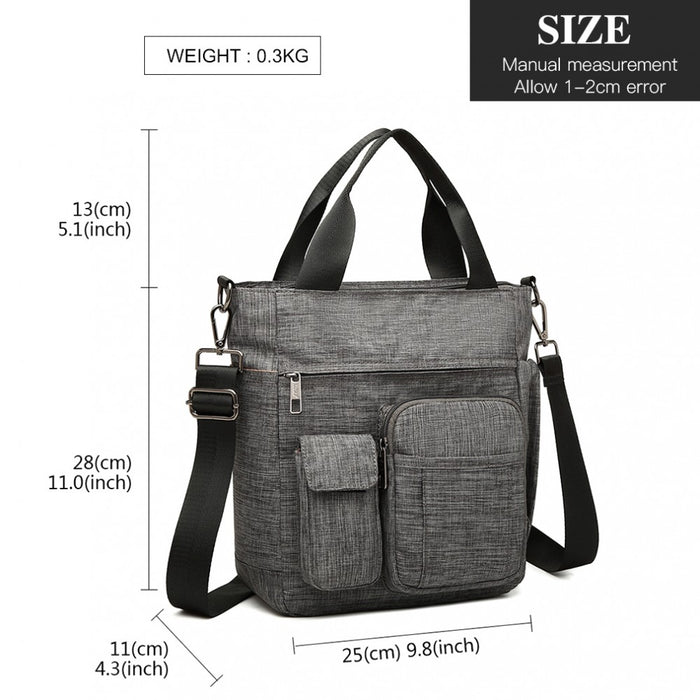 Lb6923 - Kono Multi-compartment Tote Shoulder Bag - Grey - Image 4