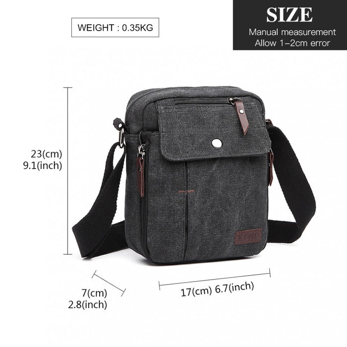 E1971 - Kono Multi Pocket Cross Body Shoulder Bag - Black - Image 4