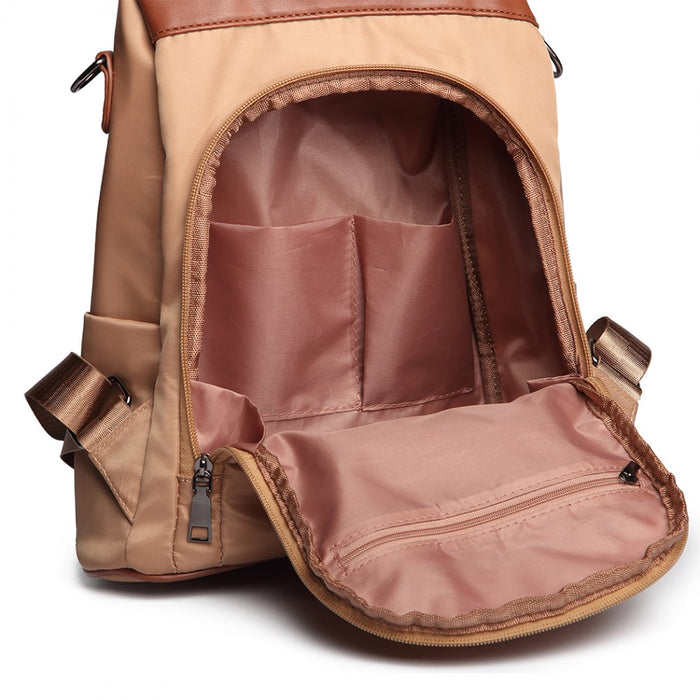 Lg1903 - Miss Lulu Two Way Backpack Shoulder Bag With Pom Pom Pendant - Brown - Image 9