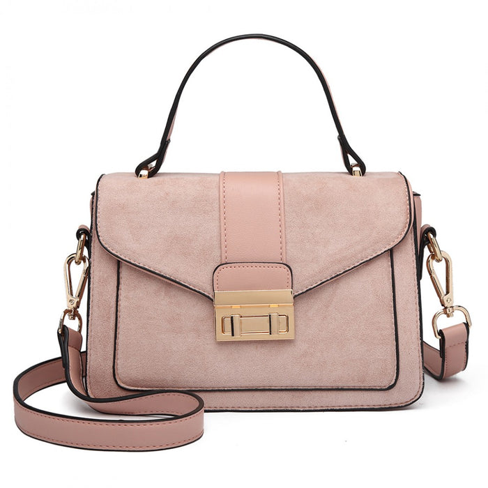 Lb6872 - Miss Lulu Matte Leather Midi Handbag - Pink - Image 1