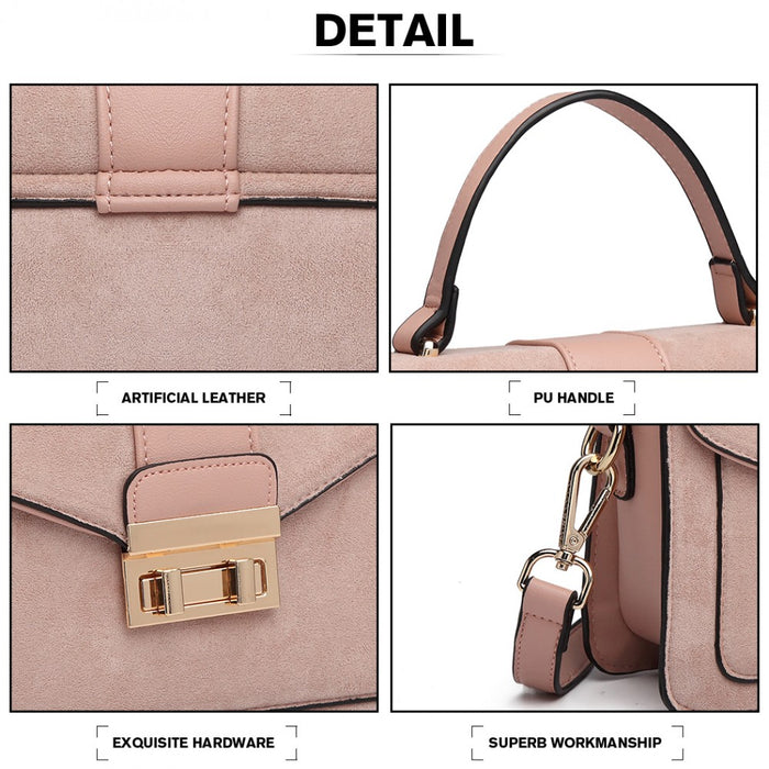 Lb6872 - Miss Lulu Matte Leather Midi Handbag - Pink - Image 6