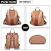 Lg1903 - Miss Lulu Two Way Backpack Shoulder Bag With Pom Pom Pendant - Brown - Image 4