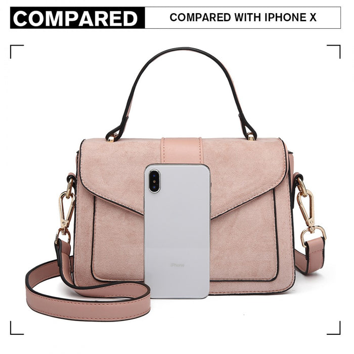 Lb6872 - Miss Lulu Matte Leather Midi Handbag - Pink - Image 5