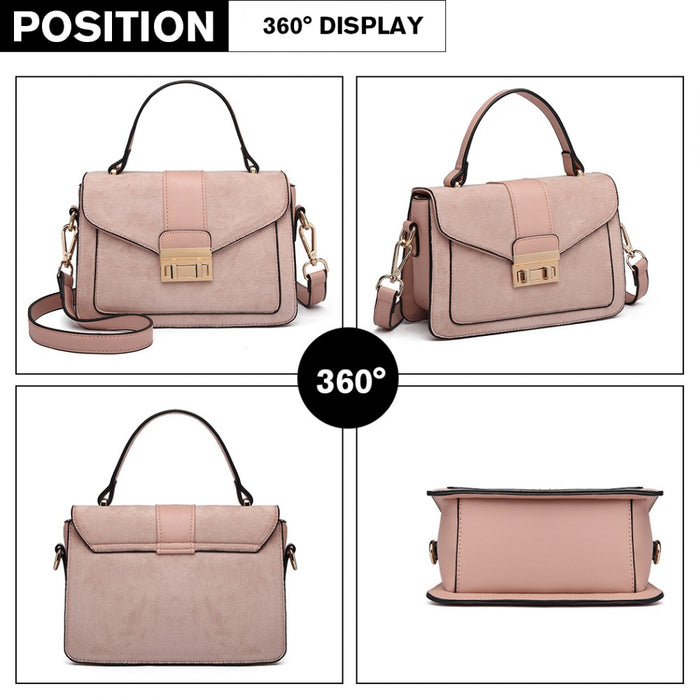 Lb6872 - Miss Lulu Matte Leather Midi Handbag - Pink - Image 3