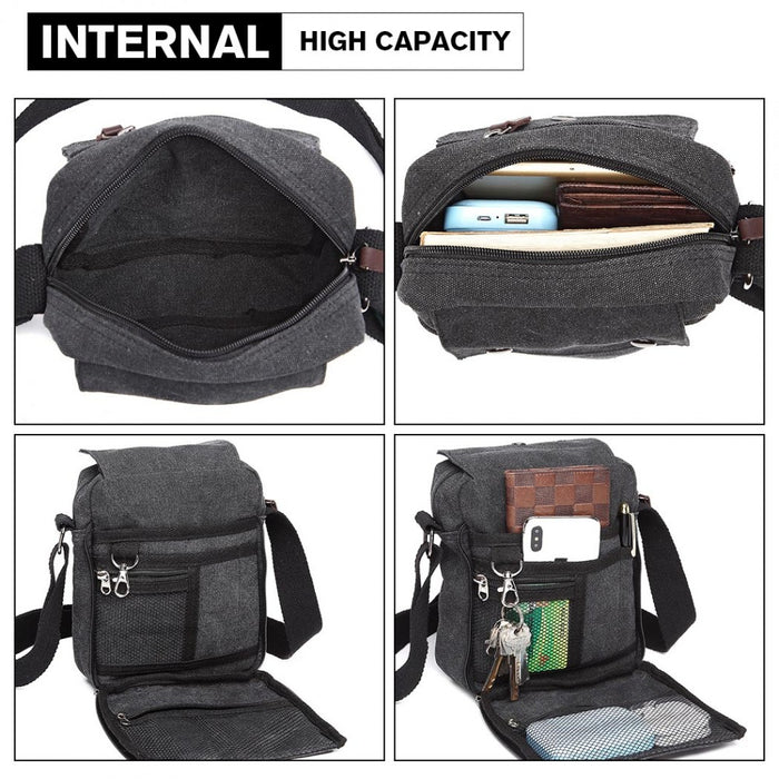 E1971 - Kono Multi Pocket Cross Body Shoulder Bag - Black - Image 7